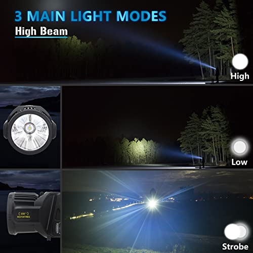 Spotlight 3000000 Lumens, 9 Modes Rechargeable Led Spotlight Flashlight with 350° Rotate Head, Super Bright Spot Lights Outdoor Handheld, IPX6 Waterproof Solar Flashlight As Seen on TV, XX-Large
