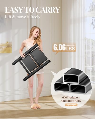 2 Step Ladder, Folding Step Stool with Wider Pedal, Anti-Slip Feet & Non Slip Stripes, Aluminum Sturdy Material, 300Lbs Capacity, Elegant Look of Piano Black Better Matches Your Home - color: Black, size: 2 Step