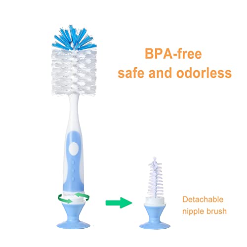 Chemimoso Multifunctional Cleaning Brush, Baby Bottle Brush, Bottle Brush Cleaner, Rotate The Suction Cup to Obtain The Small Bristle Brushes, Set Z, Pink, Nylon and Nylon Brush - color: Pink 2