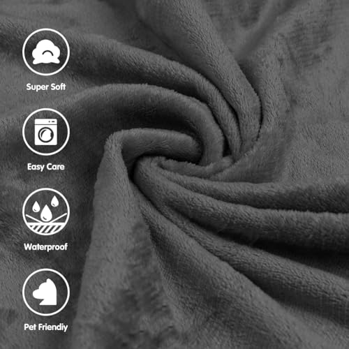 Waterproof Bed Blanket, Waterproof Pet Blanket, Double-Sided Flannel Waterproof Leak-Proof Spill-Proof Cover Blanket for Dogs and Cats, Home Protection Cover, Camping and Travel(30"×40", Grey)