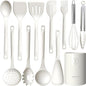 Silicone Cooking Utensils Set - 600°F Heat Resistant, Nonstick Kitchen Utensil Set with Spatulas, Spoons, Whisk, Tongs, BPA Free, Dishwasher Safe, Cream White - color: Cream White