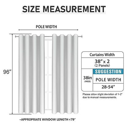 BUHUA White Blackout Curtain Panels, Room Darkening Curtains 96 Inches Long Grommet, Thermal Insulated Window Curtains with Silver Tree Branches Print, 38W x 96L, Greyish White, 2 Panels - color: Greyish White, size: 38"W x 96"L (Pack of 2)