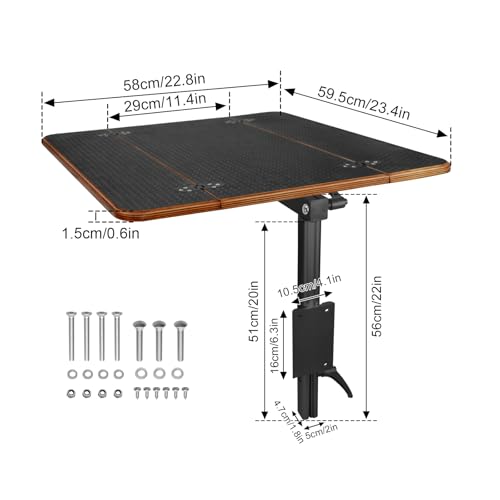 Caravan Folding Table Kit 595x580mm, Swivel Arm Leg System, Space Saving Black Folding Plywood Top for Motorhome, Camper Van Conversion, RV, Boat Interior (Black Table Leg) - color: Black Table Leg