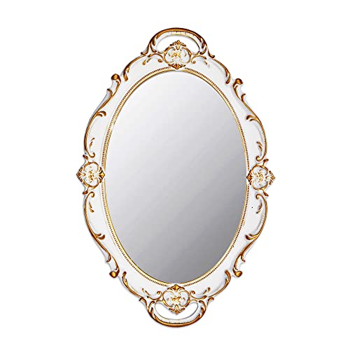 YCHMIR Vintage Mirror Small Wall Mirror 14.5 x 10 inchs Oval White - color: White