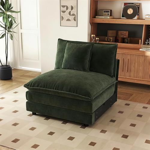 SoarFlash Chenille Sectional Middle Position Sofa,Green - color: Green, size: 1 Middle Seat