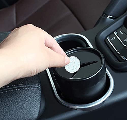 BANCHELLE Car Change Holder with Lid Automotive Plastic Garbage Cans 250 mL (0.06 Gallon) Portable for Keys Pen, 2 PCS