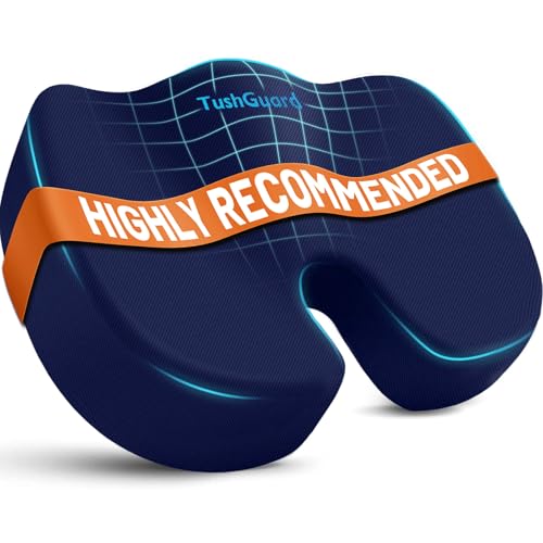 TushGuard Seat Cushion for Office Chair Memory Foam Non-Slip Cushion Back, Relief Chair Pad, Butt Pillow for Office, Car, Computer Desk, Blue, X-Large - color: Blue, size: X-Large