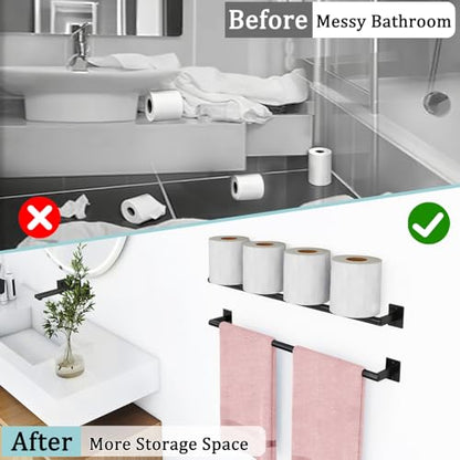 2 Packs 24 Inch Bathroom Towel Bar, Matte Black Towel Racks for Bathroom, JIAPAIDUO Bathroom Towel Rack Wall Mounted, Bath Hand Towel Holder Organizer, Modern Home Decor Towel Rod - size: 24 inch (2 Packs)