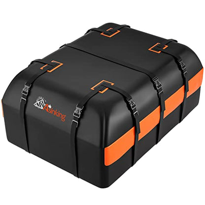 Car Rooftop Cargo Carrier Bag, 21 Cubic Feet 100% Waterproof Heavy Duty 840D Car Roof Bag for All Vehicle with/Without Racks - Anti-Slip Mat, 6 Door Hooks, Storage Bags, 2 Extra Straps, Luggage Lock - size: Black-21 Cubic Feet