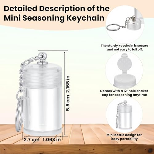 Mini Adobo Seasoning Keychain Bottle – 1.8in Empty Spice Jar with Shaker Cap – Travel Refillable Container for Camping, Lunchboxes & Gifts – AS Plastic – 1-Pack