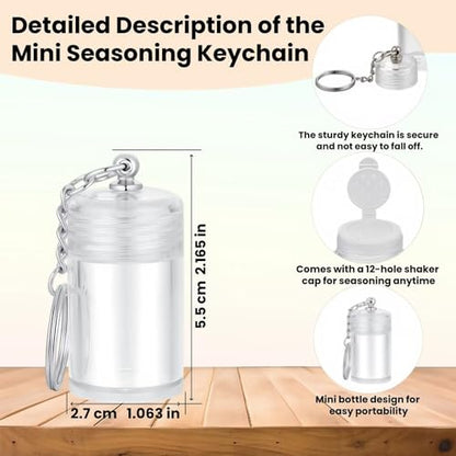 Mini Adobo Seasoning Keychain Bottle – 1.8in Empty Spice Jar with Shaker Cap – Travel Refillable Container for Camping, Lunchboxes & Gifts – AS Plastic – 1-Pack
