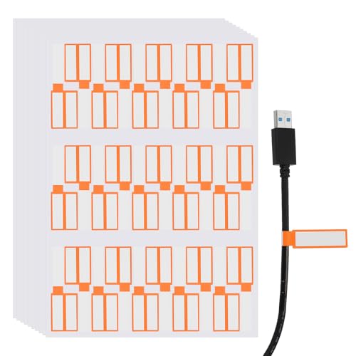 uxcell 300 Pcs Cable Labels, Waterproof Wire Cord Labels Tags, Cord Organizer Management Tags for Charger Cable Organizer Wire Markers Printer, Orange - color: Orange