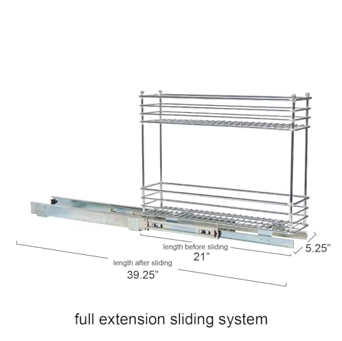 Household Essentials Chrome 2-Tier Sliding Cabinet Organizer, 5" - size: 5" - Extended, style: 2-Tier