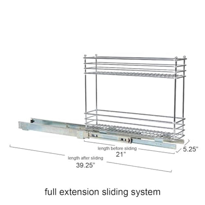 Household Essentials Chrome 2-Tier Sliding Cabinet Organizer, 5" - size: 5" - Extended, style: 2-Tier