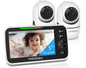 HelloBaby Upgrade 5’’ Baby Monitor with 30-Hour Battery, 2 Cameras Pan-Tilt-Zoom, 1000ft Range Video Audio Baby Monitor No WiFi, VOX, Night Vision, 2-Way Talk, 8 Lullabies and Temperature - size: 5 inch (Dual Cam)