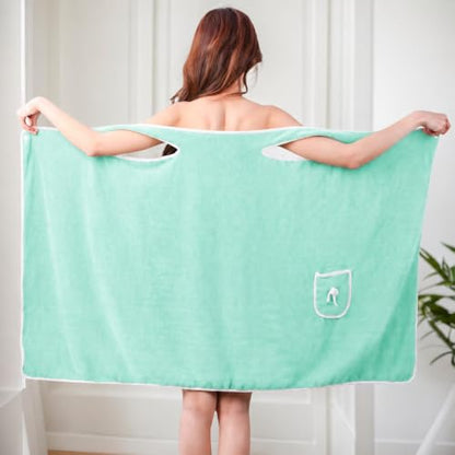 Unisex Bath Towel, Wearable After Bath Towel Set, Wearable Quick Dry Shower Gym Towel(53" x 31", Green) - color: Green, size: S(135X80CM)