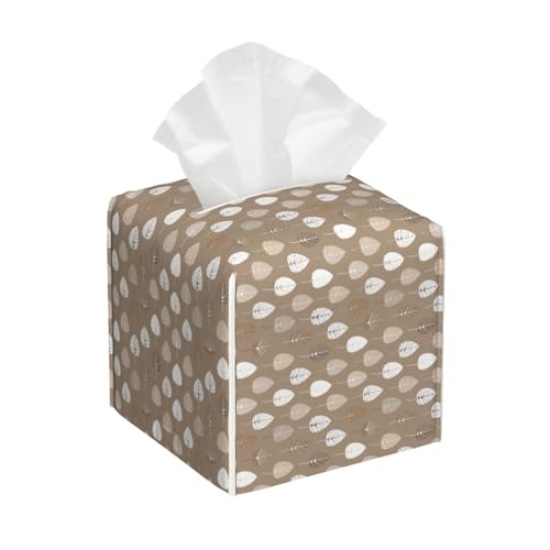 Leaf Beige Tissue Box Cover Square Tissues Boxes Decorative Facial Paper Organizer for Friends, Home Nightstands Bathroom Table Decor - color: Color_13