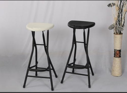 28 inch Black Bar Stool,Portable Stool for Adults Foldable Stools | with Handle,Collapsible Heart-Shaped Folding Counter Height Stools Chair for Camping Kitchen,Loads 250 Lbs,1 Pack