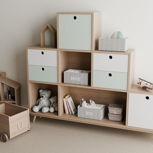 RGI Home Decorative Storage Bins, Set of 3 Rectangular Greyboard Organizer Baskets for Nursery or Child's Room, Durable and Stylish, Each 12" L x 7" W x 5.5" H, Ideal for Toys and Essentials, Gray - style: 3-Pack Grey Nursery