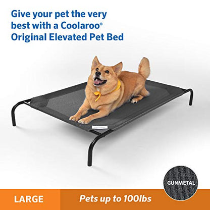 Coolaroo Original Elevated Dog Bed - Breathable Off-The-Ground Pet Bed with Cooling Fabric, Joint Relief & Moisture-Resistant Fabric, 100% Recyclable, Easy Clean, Gunmetal, Large - color: Gunmetal, style: Large Dog Bed