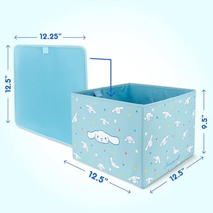 Sanrio Cinnamoroll Car Trunk Organizer & Steering Wheel Cover Set – Cute, Non-Slip, Soft Grip Car Accessories for Women – Collapsible Storage Bin for Groceries, Tools & Travel – 12.5"L x 12.5"W x 9"H - style: Set Cinnamoroll
