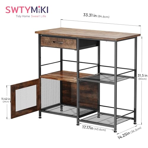 SWTYMIKI 33.31''x14.25'' Coffee Bar Cabinet - Large Farmhouse Coffee Stand Station Multi-Purpose Buffet Sideboard Cabinet with Drawers - Kitchen Bar Table for Living Room, Small Space, Espresso - color: Espresso - Large, style: Coffee Station with Storage