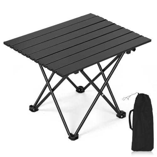REDCAMP Portable Camping Table, Ultralight Roll Up Folding Table | 22x17’’ Beach Tbale with Storage Bag for Outdoor, Picnic, Sports, Party, Cooking, Camping, Black - size: 22"D x 16"W x 14"H