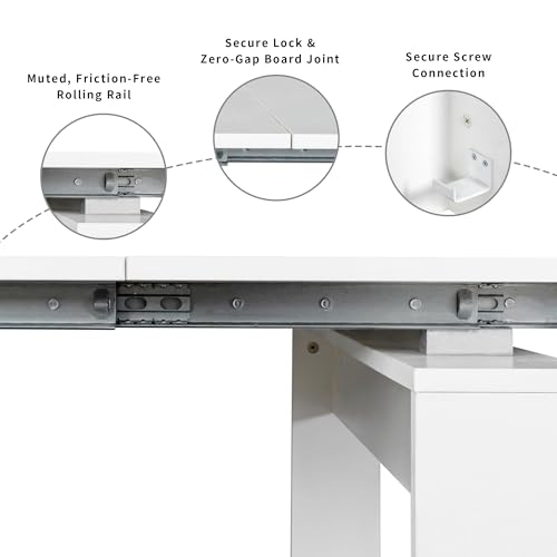 Extendable Dining Table, Transformer Console Table for 1-12 People, Space Saving Dining Room Table for Homes, Apartments, White - color: A3 White