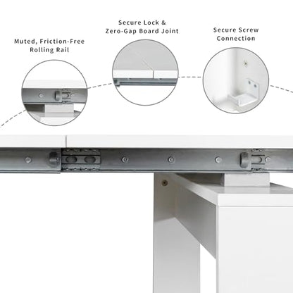 Extendable Dining Table, Transformer Console Table for 1-12 People, Space Saving Dining Room Table for Homes, Apartments, White - color: A3 White