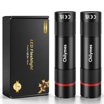 Rechargeable Flashlights 2 Pack, USB C LED Flash Light, Zoomable Waterproof 4 Modes Pocket EDC Handheld Flashlight for Camping Hiking Dog Walking Home Emergency, Fathers Day Gift for Dad Men Him