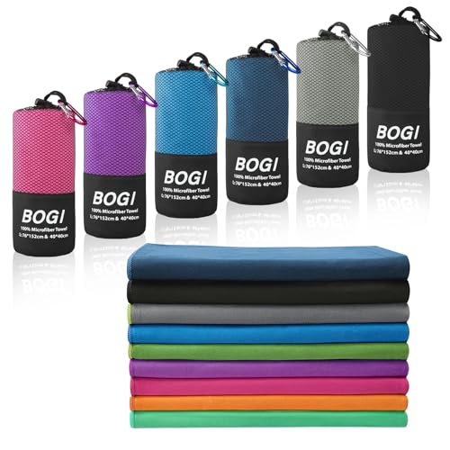 BOGI Microfiber Travel Sports Towel-Quick Dry Soft Lightweight Absorbent Compact for Camping Gym Beach Bath Yoga Swimming Backpacking (XL:72''x32''+16''x16''-Black) - color: Black, size: XL:72''x32''+16''x16''