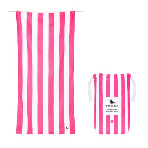 Dock & Bay Customized Beach Towel - Quick Dry, Sand Free - Compact, Lightweight - 100% Recycled - Includes Bag - Cabana - Phi Phi Pink- Large - color: Cabana - Phi Phi Pink, size: Large - Customize (160x90cm, 63x35")