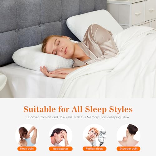 DUMOS Memory Foam Pillows for Sleeping 1 Pack, Bed Pillows for Adults with Washable Cover and Breathable Mesh, Gel Cooling Pillow for Back and Side Sleeper Support, White - size: Standard Size 1 Pack