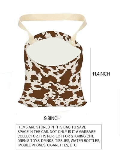 Car Garbage Can, Hanging Car Trash Can Bag for Back Seat Organizer, Retro Cow Print - color: Retro Cow Print