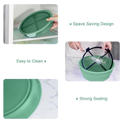 FJNATINH Collapsible Batter Bowl - Mess Free Better Breader Shaker Bowl with Lid Breading Shaker Container - Great for Fried Fish, Fried Chicken, Onion Rings, Wings,No Leak,Easy to Store,Mint Green - color: Mint Green