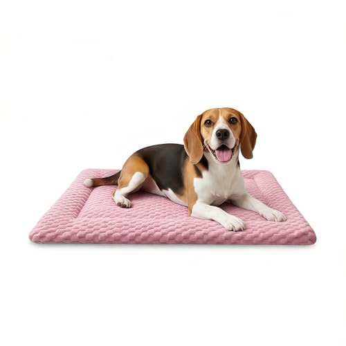 Dog Bed Mat, Dual-Sided Dog Crate Bed Mat - Ultra Soft & Machine Washable Kennel Pad for Medium Dogs, All-Season Comfort Pet Bed for Crates, Travel, and Home, Pink, 30 x 18 Inch - color: Pink, size: Medium 30 x 18 x 1.5 in
