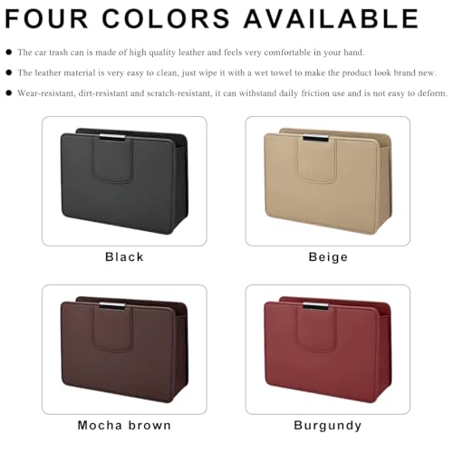 Car Trash Can, Leather Magentic Vehicle Garbage Organizer with One Roll Trash Bag, Foldable Waterproof Dustbin Litter Container Mini Sotrage Bag for Car Truck SUV (Black) - color: Black