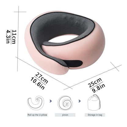 Cloud Sleep Travel Pillow｜360° Adjustable Neck Pillow for Airplane & Office｜NASA Memory Foam｜Free Eye Mask & Earplugs (Pink) - color: Pink