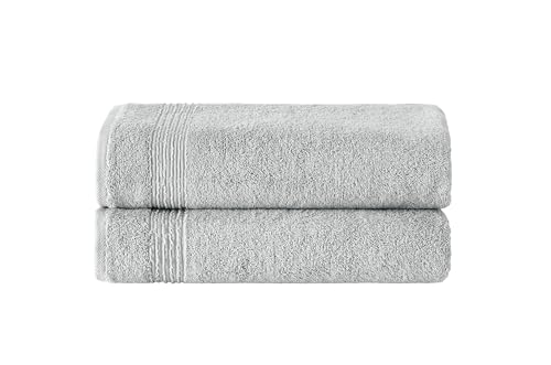 Ozdilek 2-Piece Bath Towels, 27x54 100% Turkish Cotton, Luxury Quick Dry, Extra Large, Fade-Resistant, Eco-Friendly, Spa Towel, Comfortable (Grey) - color: Grey
