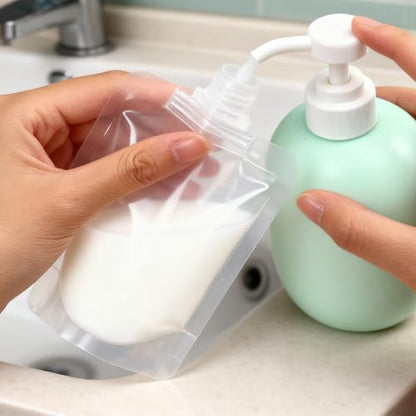 4 Pcs 50ml Refillable Travel Pouches for Toiletries, Reusable Liquid Travel Pouches for Liquids, Portable Fluid Packing Bags, Small Toiletry Pouch for Lotion Shampoo Conditioner Soap Liquids - size: 50ml
