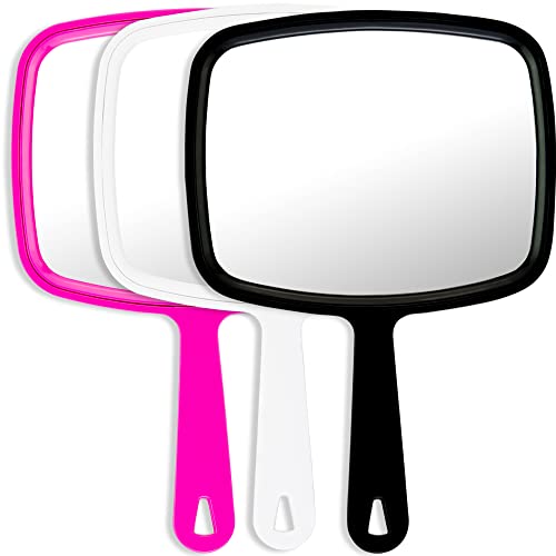 DecorRack Large Hand Mirror, Multi-Purpose Mirror with Hanging Hole in Handle Ideal for Travel, Makeup, Desk, Grooming, and Shaving, Random Color 5.5" W x 6.6" L - color: 1 Pack