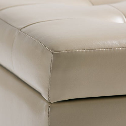 SIMPLIHOME Cosmopolitan Storage Ottoman - 34 inch Wide Upholstered Vegan Leather Rectangle Storage Ottoman Bench in Satin Cream, Transitional Tufted Ottoman for Living Room with Lift-Up Lid - color: Satin Cream