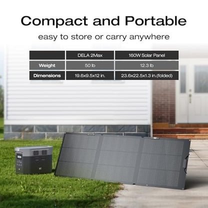 EF ECOFLOW Solar Generator Delta 2 Max 2048Wh with 2x160W Solar Panel, 2400W Portable Power Station LFP Battery, Up to 3400W AC Output, AC + Solar Fast Dual Charging 0-100% in 1 Hr for Camping RV - style: DELTA 2 Max+2*160W Solar Panel