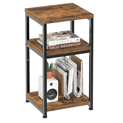 Simple Trending Side Table, End Table Night Stand, 3 Tiers Shelf for Living Room, Rustic Brown - size: 3 Tiers End Table