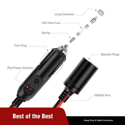 Nilight Car Cigarette Lighter Splitter Plug Socket 2-Way Splitter Splits 1 Car Cigarette Port to 2 DC Ports Power Charger Port Splitter Adapter with 15A Inline Fuse,2 Years Warranty - color: 1 to 2 Cigarette Lighter Splitter