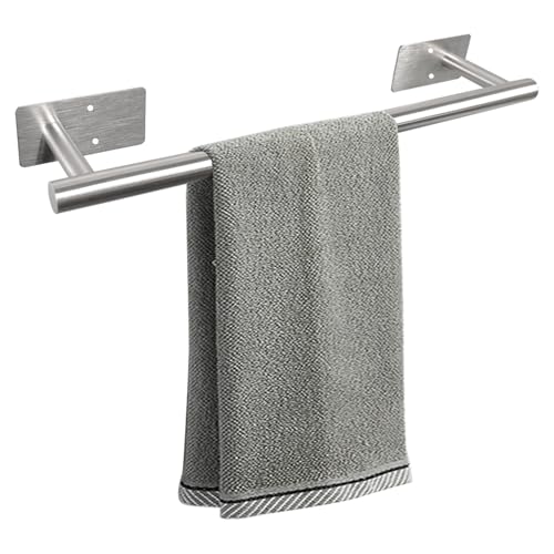 Self Adhesive Bath Towel Bar, Stainless Steel Towel Racks for Bathroom No Drilling Heavy Duty Towel Holder Stick on Wall Sturdy and Rustproof Towel Hanger for Bathroom(Brushed Nickel,16In) - color: Brushed Nickel, size: 16 In