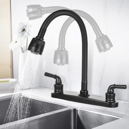 RV Kitchen Faucet Non-Metallic, Flexible Spout for Campers, Motorhomes, Travel Trailers (Black) - color: Black