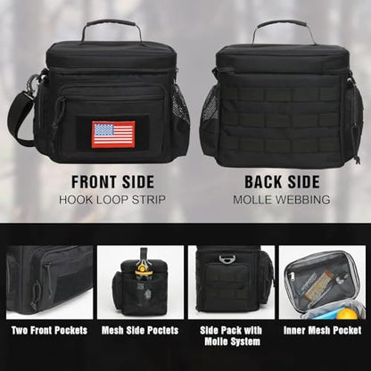 ATRIPACK Lunch Box for Men, Tactical Lunch Bag MOLLE Webbing Leakproof Insulated Large Lunch Cooler Women Adult Meal with Adjustable Shoulder Strap Durable Lunch Pail(Black) - color: Black, size: Medium