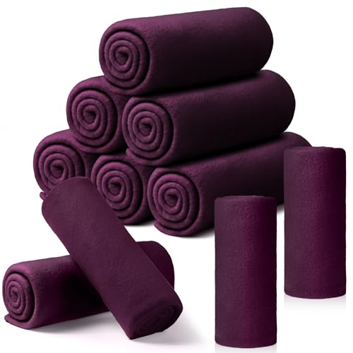 Buryeah 10 Pcs Fleece Blanket Bulk Soft Warm Fleece Blankets Cozy Lightweight Throw Blankets Plush Pet Throw Blanket for Home Bed Sofa Office Wedding Gifts Travel(50" X 60",Purple) - color: Purple