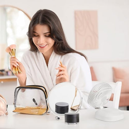 IRIS USA 5" Battery Operated Small Fan, 2 Speeds, D-Battery Powered, Compact Foldable Personal Fan, Portable Travel Mini Desk Fan, Home Office Bedside Picnic Camping Outdoor Use - color: White - Battery, style: Foldable